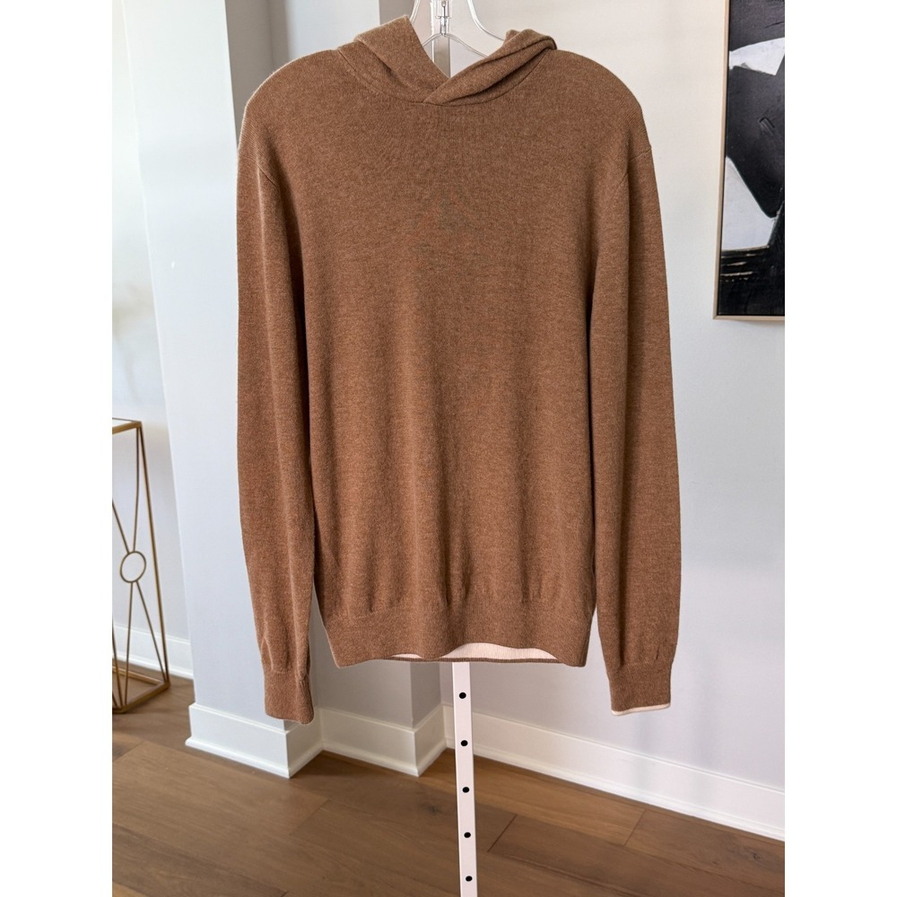Greyson Koko Cashmere Hoodie Mens M Sandstone NWT Wool Cashmere Knit Golf